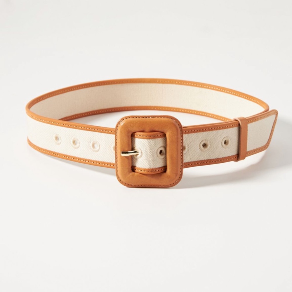 Loeffler Randall Anthropologie Two Tone Tan and Cream Women's Belt